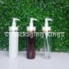 100ml Tall Flat Shoulder Plastic Bottles with White Accent Pump (5 Pack) – Clear, White, & Amber Bottles for Lotions, Oils, & Serums