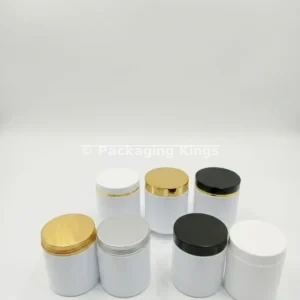 250g Tall White PET Plastic Jars with Lids & Gaskets (5 Pack) – Opaque Light-Blocking Packaging for Skincare & Creams