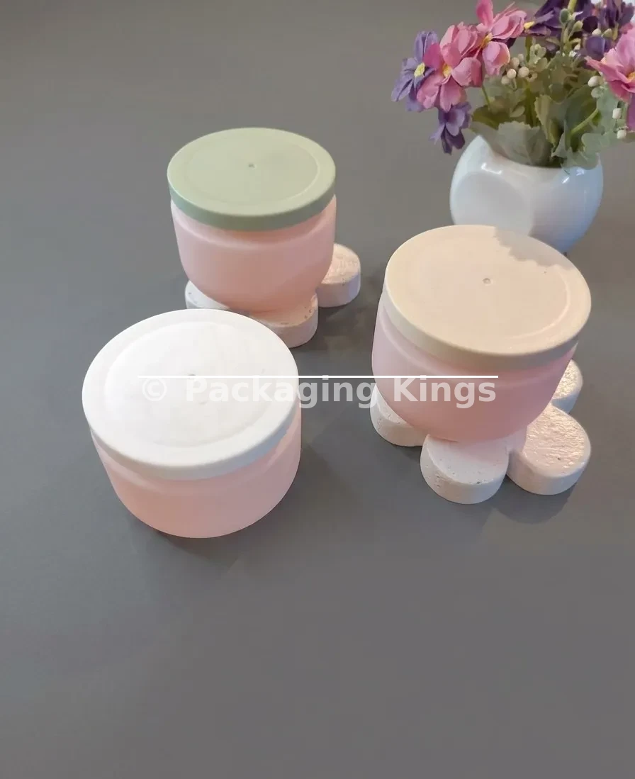 250g Pink Soft-Touch HDPE Plastic Jars with Airtight Lids (5 Pack) – For Body Creams, Scrubs, & Hair Treatments