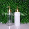 250ml Short Flat Shoulder Plastic Bottles with Gold Pump & Clear Cap (5 Pack) – Clear & White Bottles for Lotions & Shampoos