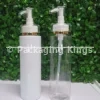 250ml Tall Flat Shoulder Plastic Bottles with White Accent Pump (5 Pack) – Clear & White Bottles for Lotions, Shampoos, & Body Wash