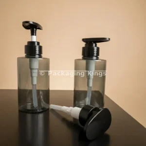 300ml Translucent Black Flat Shoulder Plastic Pump Bottle with Black Lotion Pump (5 Pack) – Smoke-Black Containers for Lotions, Shampoos, & Body Wash
