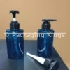 300ml Clear Blue Flat Shoulder Plastic Pump Bottle with Black Lotion Pump (5 Pack) – Translucent Blue Containers for Lotions, Shampoos, & Body Wash