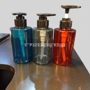 300ml Flat Shoulder Plastic Pump Bottle with Black Lotion Pump (5 Pack) – Light-Filtering Amber Containers for Lotions, Shampoos, & Body Wash