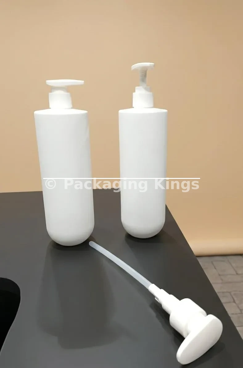 500ml White Flat Shoulder Plastic Pump Bottle with White Lotion Pump (5 Pack) – High-Capacity Containers for Lotions, Shampoos, & Body Wash
