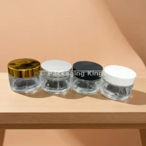50g Clear Glass Cosmetic Jars with Lids (5 Pack) – Available with Silver, Black, White, or Electroplated Lids for Creams & Masks