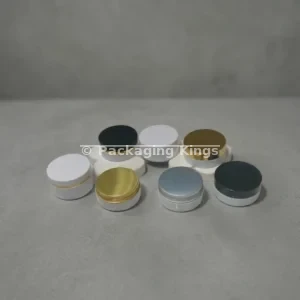 50g White PET Plastic Jars with Lids (5 Pack) – Solid White Cosmetic Containers with Gold, Silver, Black, or White Lid Options for Creams & Scrubs