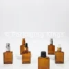 Amber Rectangular Glass Serum Bottles with Dropper, Pump, Spray, or Screw Cap (5 Pack) – Amber Glass Bottles for Face & Hair Serums
