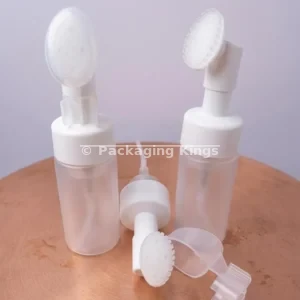 100ml/150ml Foaming Pump Bottles with Soft Silicone Brush Top (5 Pack) – Frosted & Clear Facial Cleanser Dispensers