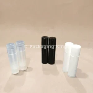 Empty Lip Balm Tubes with Push-Up Twist Mechanism (5 Pack) – Clear, White, & Black Plastic Containers for Balms & Tints